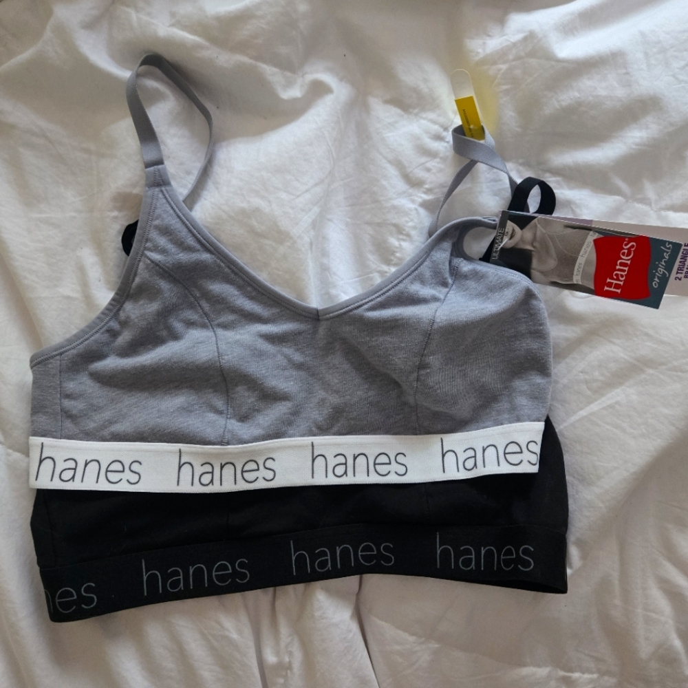 Hanes Women's Gray and Black Bralette Set